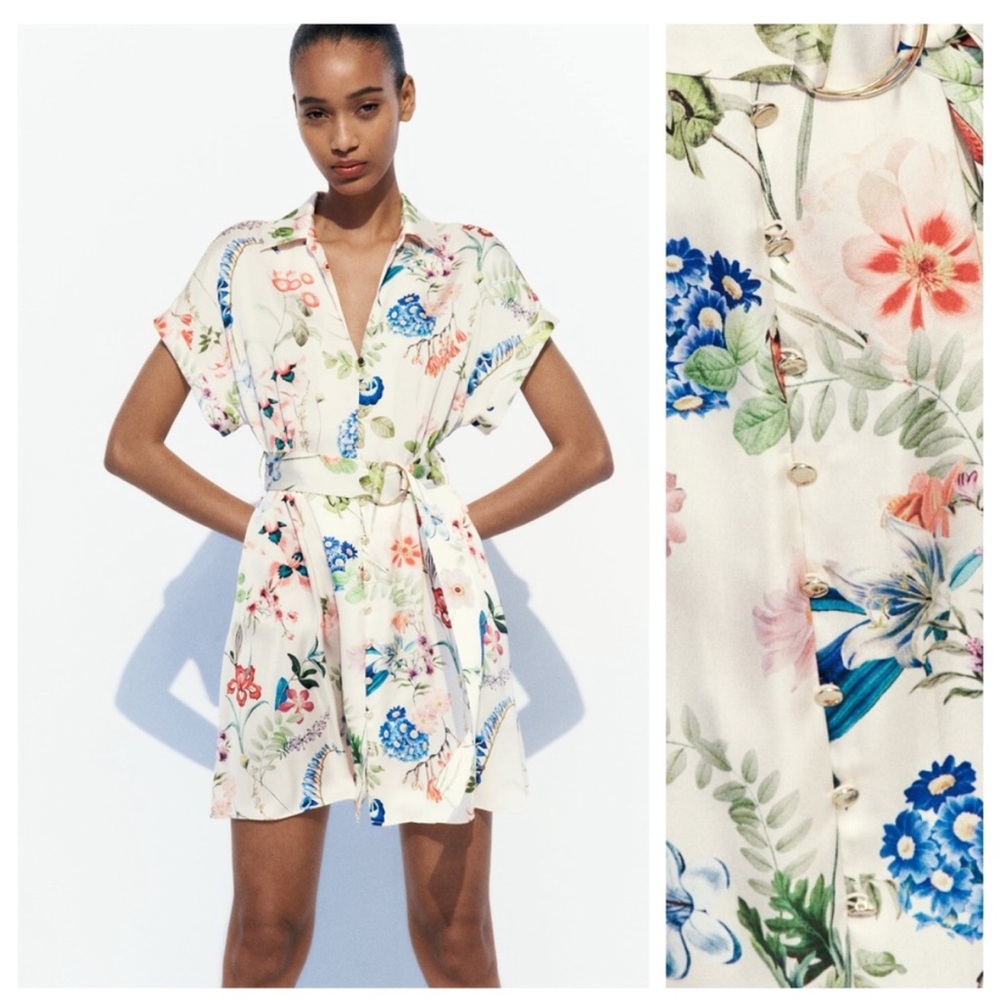 Zara Floral Button-Up Dress